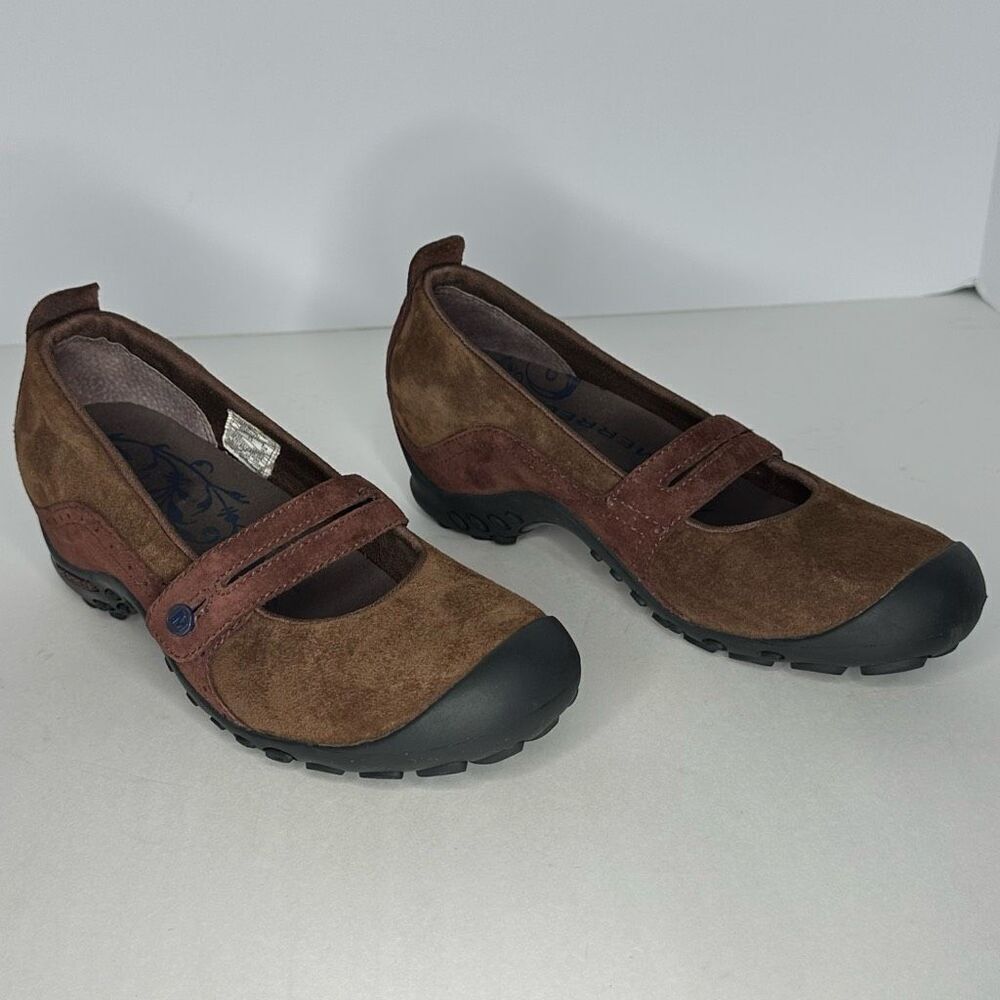 Merrell Plaza Bandeau Cherry Oak Mary Jane Shoes Brown Suede | Women Size 6